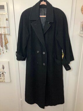 100% Cashmere Black Coat XL Unisex Luxury Old Money Vintage Winter Chic Formal